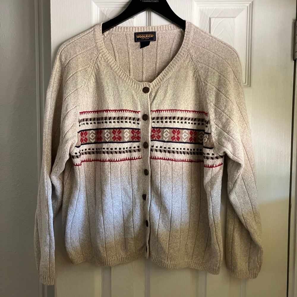 Woolrich Christmas Holiday Fair Isle Cardigan Sweater